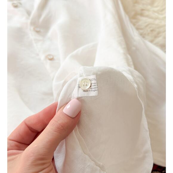 Eskandar White Linen Button Down A-Line Wide Top size 0 or S/M - Picture 6 of 9